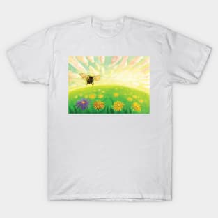 Bumble Bee flying over a meadow T-Shirt